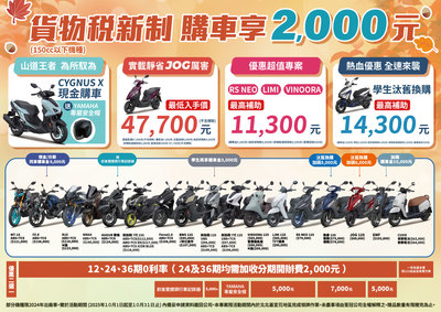 貨物稅新制上路，購車享 2,000元