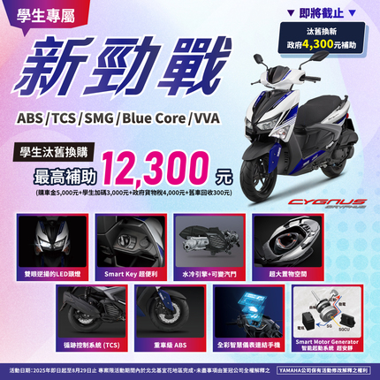 學生買新勁戰，汰舊最高補助 12,300元
